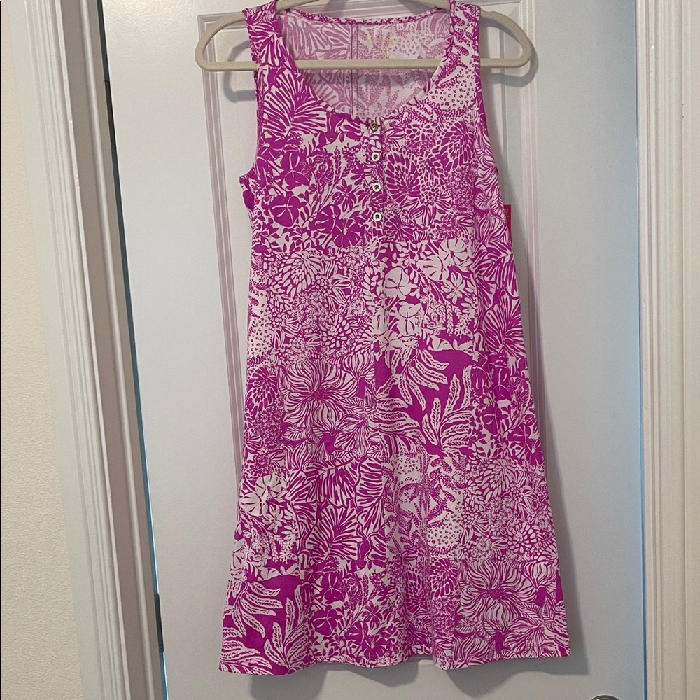 NWT! Lilly Pulitzer Pink and White Floral Mini Dress, Size XS - Picture 2 of 10